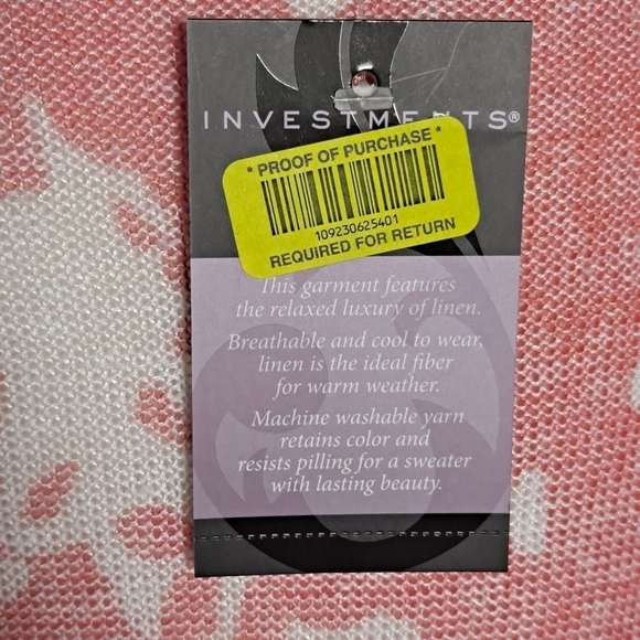 Investments II size 1X Open Front Cardigan Peach & White NWT - Picture 7 of 11